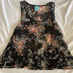 Sheer floral tank top